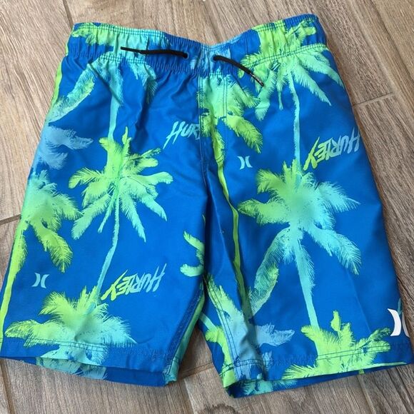 NWT HURLEY Palms‎ Boys Boardshorts Swim Electric Blue Size 6 Palm Trees - Picture 4 of 12